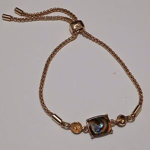 5" Gold Tone Braided Chain Bracelets Marble Stone A29